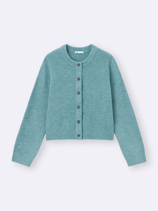 GUのパフニットクルーネックカーディガン