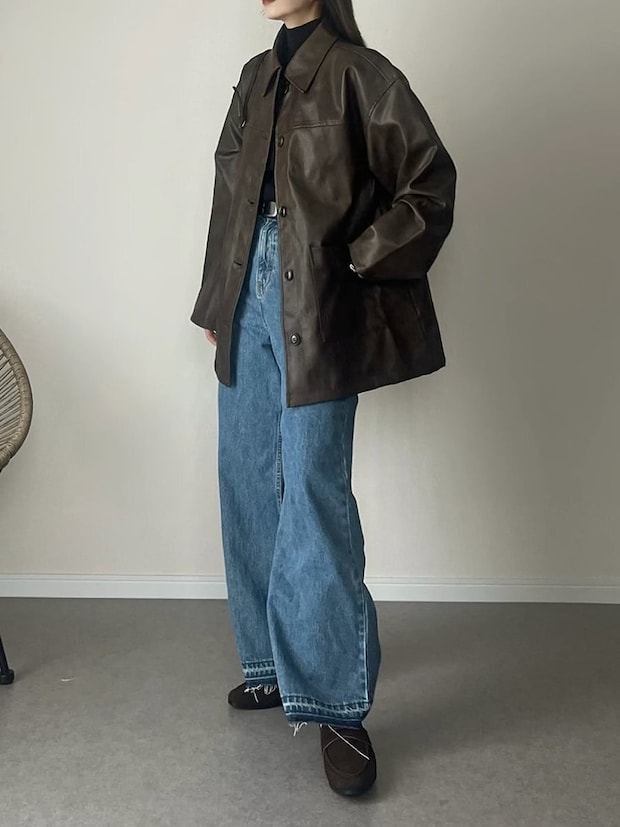 レザージャケット コーデ レザージャケットコーデ4