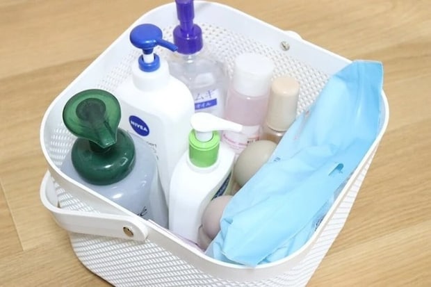 ダイソー　ハンドル付メッシュバスケット　使用例