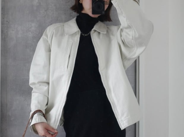 GUコットンジップアップジャケット　OFF WHITE