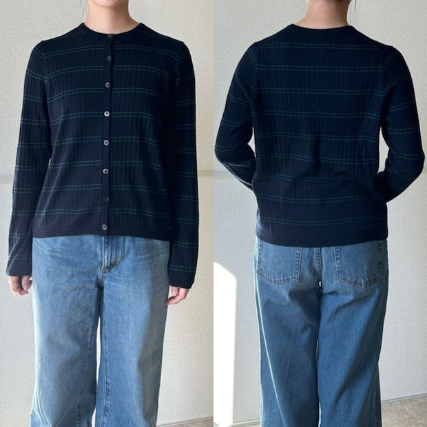 ユニクロ　メリノリブクルーネックショートカーディガン　XLサイズ着用感