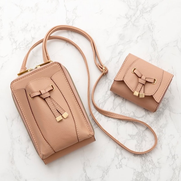 VIS フラワーカットスマホショルダー＆おそろい財布