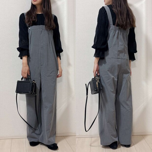 GUギャザーバレエスニーカー GUギャザーバレエスニーカーとサロペットコーデ