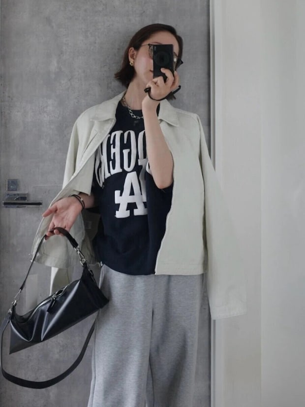 2026gu春コットンジップアップジャケットお手本コーデ