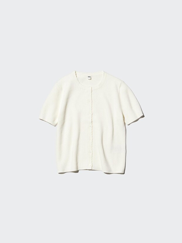 ユニクロ スカラップクルーネックカーディガン ユニクロのスカラップクルーネックカーディガン