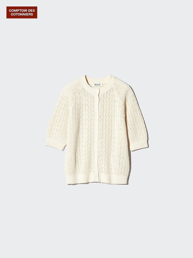 ユニクロのリネンクルーネックカーディガン