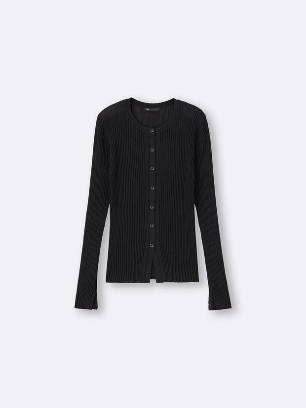 シアーリブカーディガン 2026gu春黒シアーリブカーディガン