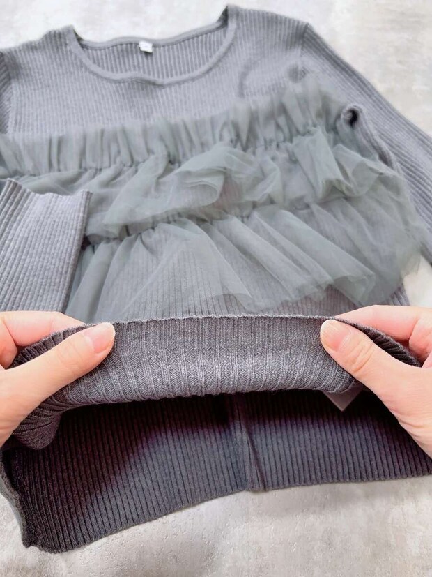 cocaチュールドッキングリブニット cocaチュールドッキングリブニット 伸縮性