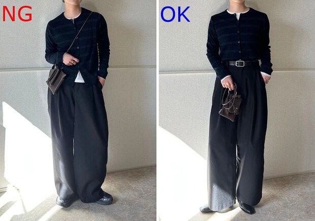 ボーダーカーディガンNG&OKコーデ 大人女性ボーダーカーディガンNG&OKコーデ