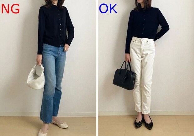 大人女性黒カーディガンNG＆OKコーデ