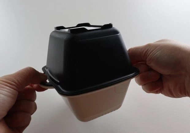 ダイソー　深型ザルバット（500mL）　使用例　水切り