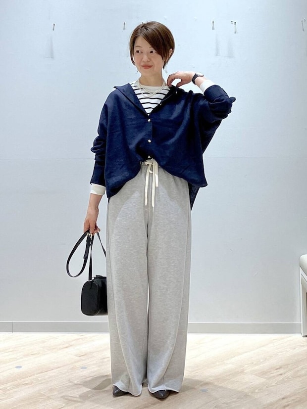 マリンボーダーコーデ 2026春大人女性おすすめグレースウェットパンツマリンボーダーコーデ