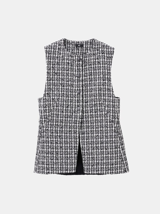 PLST ツイードペプラムジレ PLSTのツイードペプラムジレ