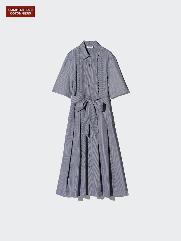 ユニクロのストライプシャツワンピース