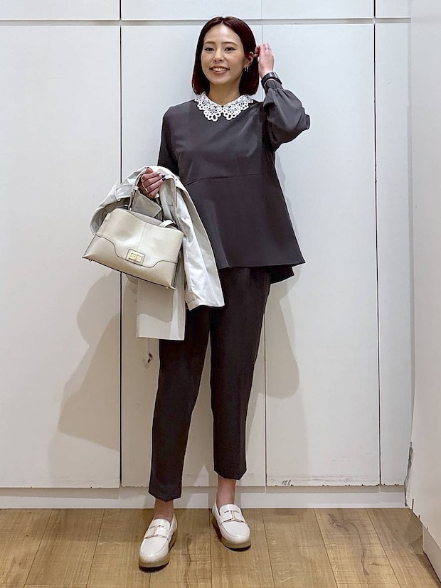 グローバルワーク ストレッチ2WAYブラウス&パンツセット グローバルワークのストレッチ2WAYブラウス&パンツセット