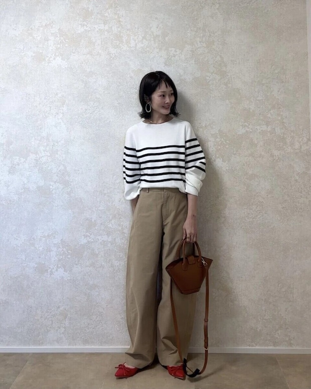 お手本コーデ 2026春ユニクロジャージーバレルレッグパンツお手本コーデ