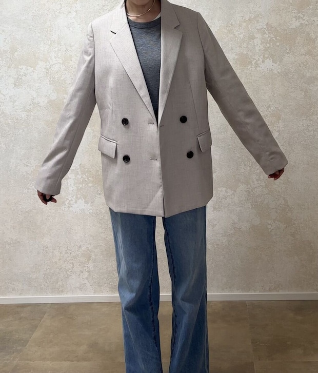 GUダブルブレストジャケット　Mサイズ着用丈感　正面