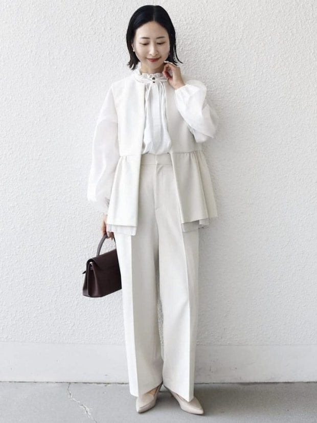 白ブラウス コーデ 白ブラウスコーデ5