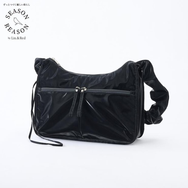 2026春しまむらコラボ黒ツヤショルダーバッグ