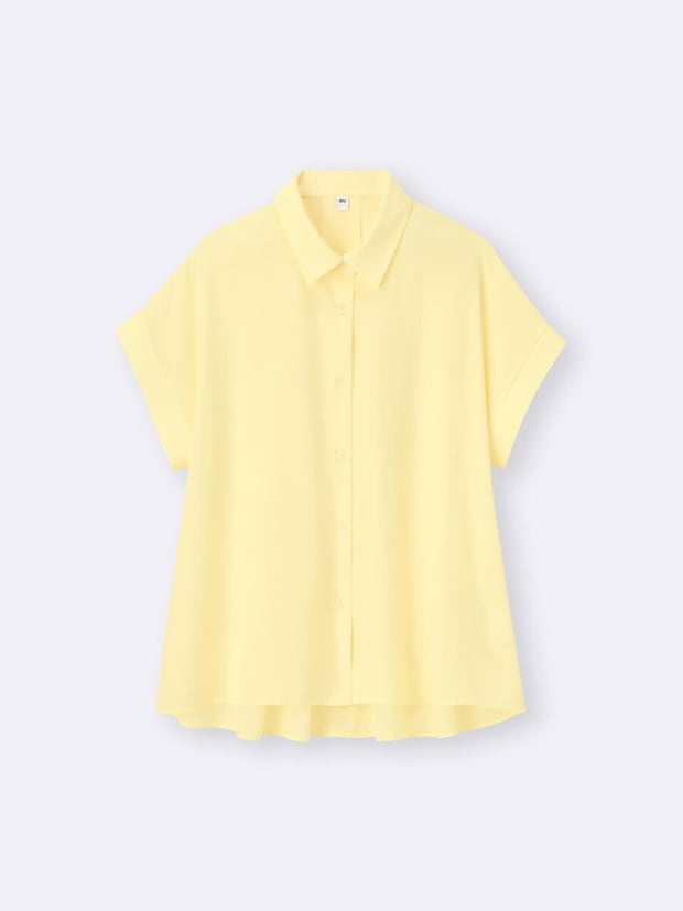 2026gu春大人女性おすすめドレープフレアシャツ