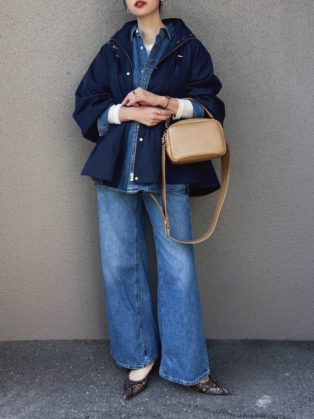 セットアップコーデ 2026春大人女性おすすめワイドデニムセットアップコーデ