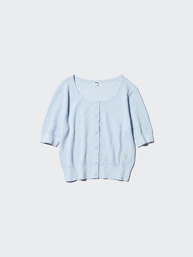 2026春ユニクロ大人女性おすすめシアーレースクルーネックカーディガン