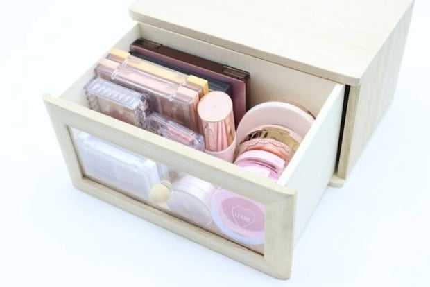 ダイソー　引き出し木製収納　使用例　容量