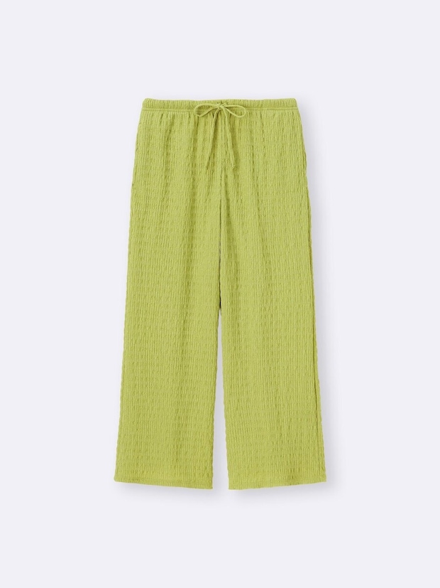 2026gu春大人女性おすすめシャーリングアンクルパンツ