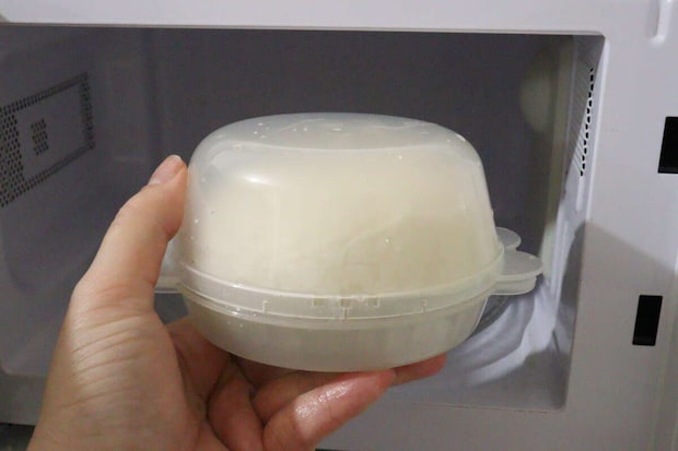 ダイソー　電子レンジでお手軽肉まん＆枝豆調理器　肉まん　使用例　電子レンジ