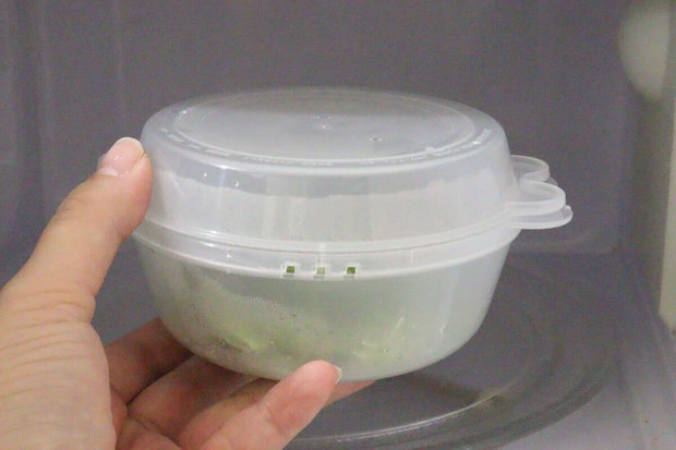 ダイソー　電子レンジでお手軽肉まん＆枝豆調理器　枝豆　使用例　電子レンジ