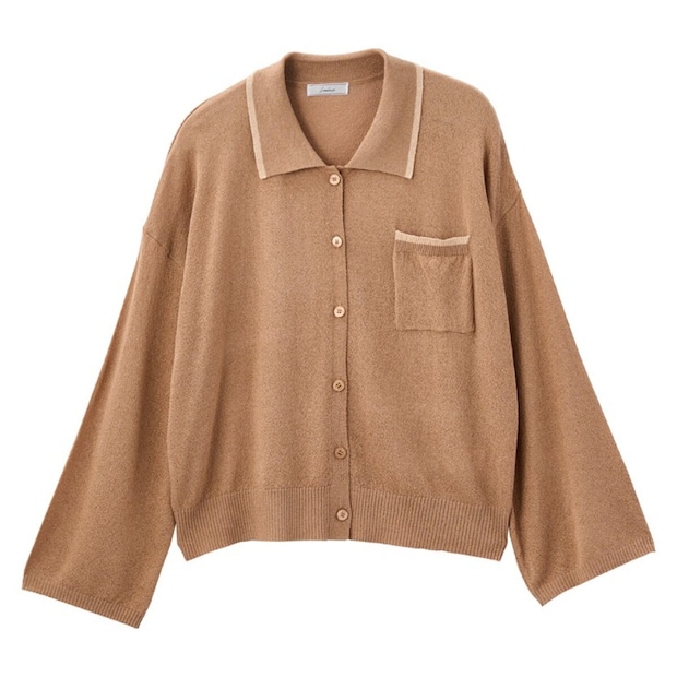 しまむらの襟付きシアーニットカーディガン