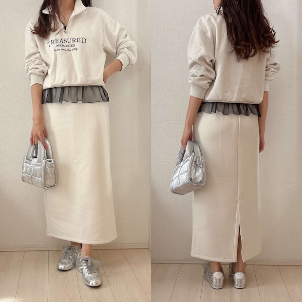 GUブラフィールペプラムキャミソール GUブラフィールペプラムキャミソールと白セットアップコーデ