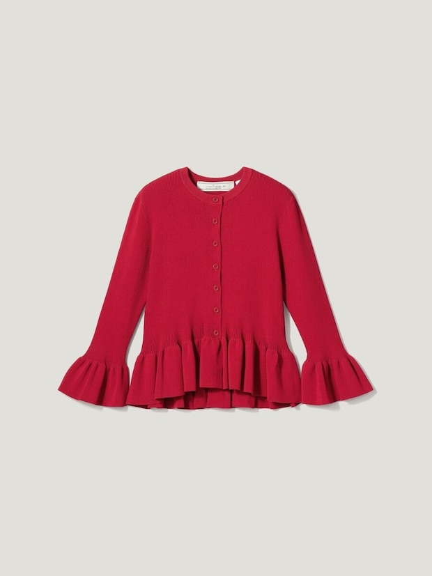 リブフリルカーディガン 2026gu春大人女性おすすめリブフリルカーディガン