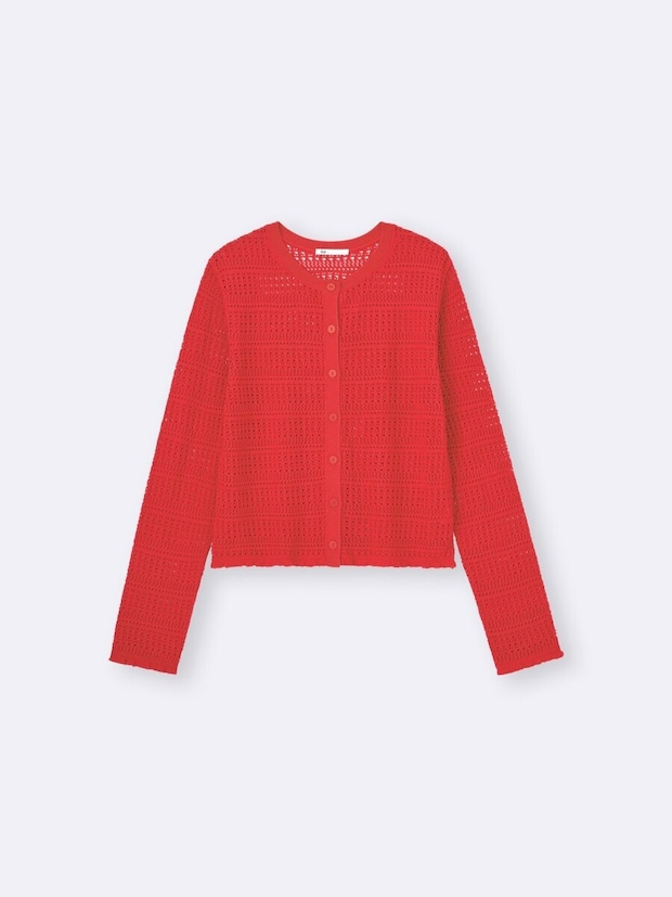 2026gu春大人女性おすすめ透かし編みカーディガン