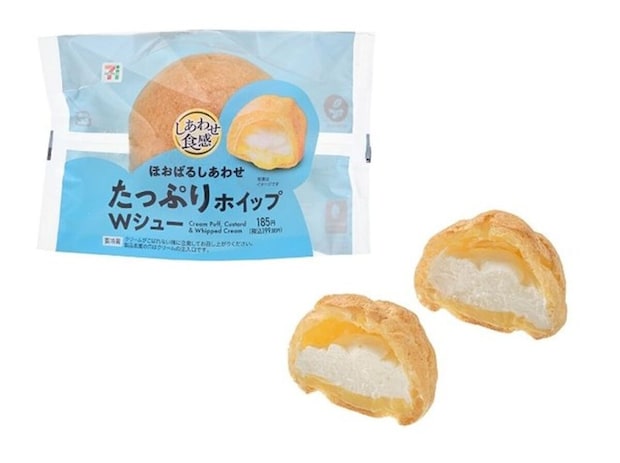 セブン-イレブン　セブン　シュークリーム　リニューアル　ほおばるしあわせたっぷりホイップWシュー