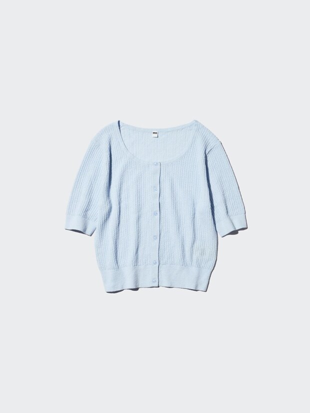 2026春ユニクロ大人女性おすすめシアーレースクルーネックカーディガン