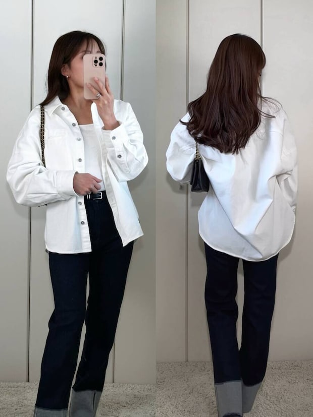 ユニクロデニムリラックスシャツジャケット ユニクロデニムリラックスシャツジャケットとデニムパンツコーデ