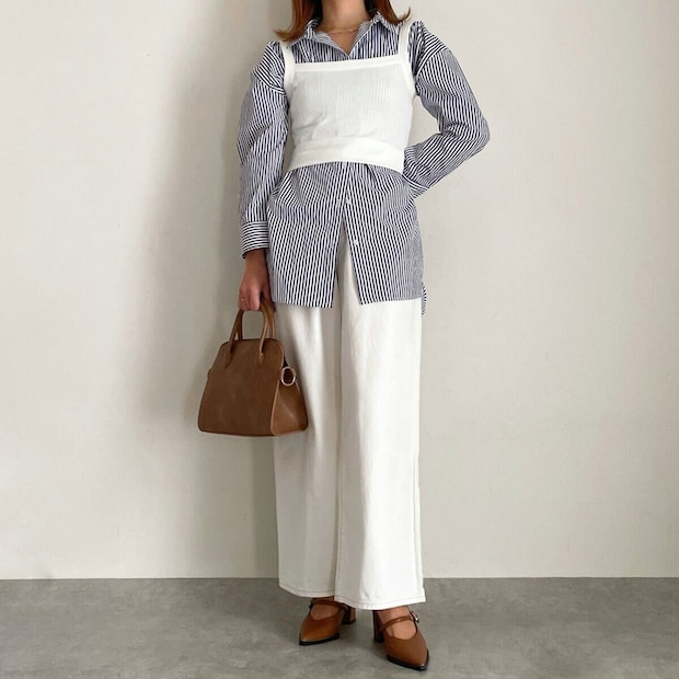 GUコットンブレンドスクエアネックキャミソール　ビスチェ風コーデ