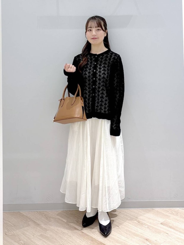 グローバルワークの透かし編みクルーカーディガン