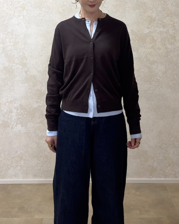 ユニクロUVカットクルーネックカーディガン　Mサイズ丈感