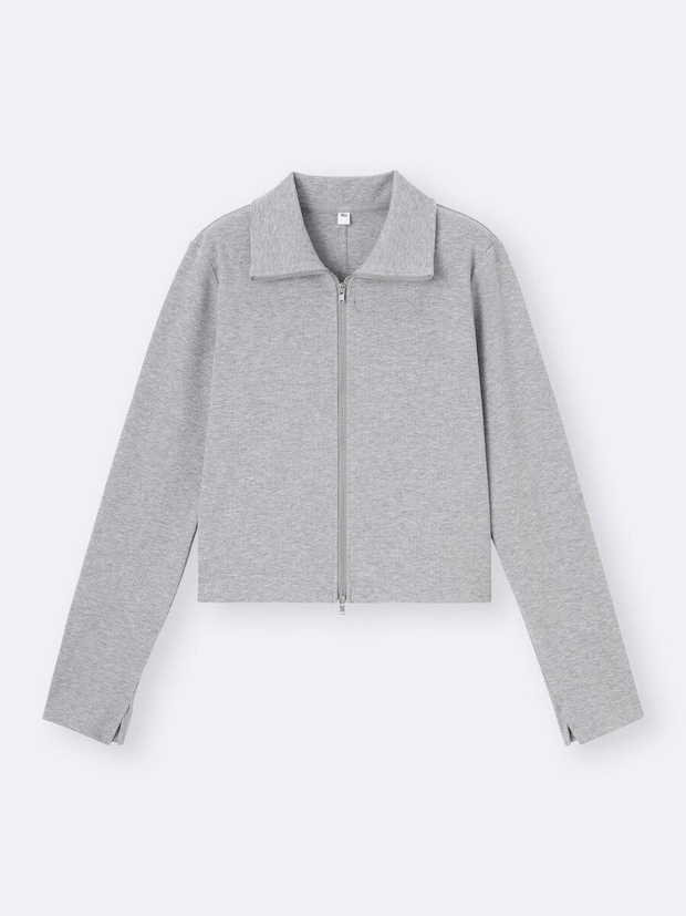 2026gu春大人女性おすすめリブダブルジップカーディガン