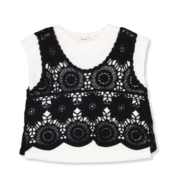 しまむらのクロシェ編みニットビスチェ＆Tシャツセット（しまスタ）