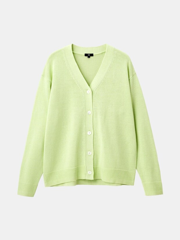 2026plst春大人女性おすすめペーパーブレンドVネックカーディガン