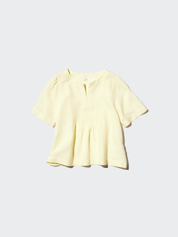 2026春ユニクロ大人女性おすすめリネンブレンドキーネックブラウス