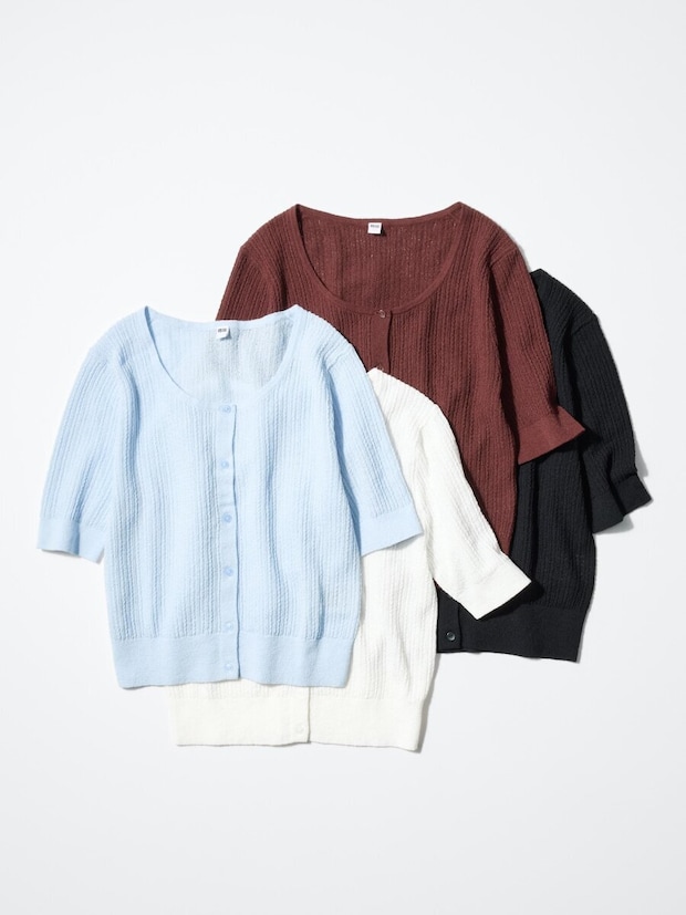 2026ユニクロ春大人女性おすすめシアーレースクルーネックカーディガン