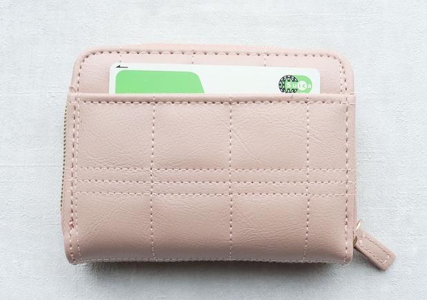 やみつきサイフ ボックスステッチ PINK背面ポケット