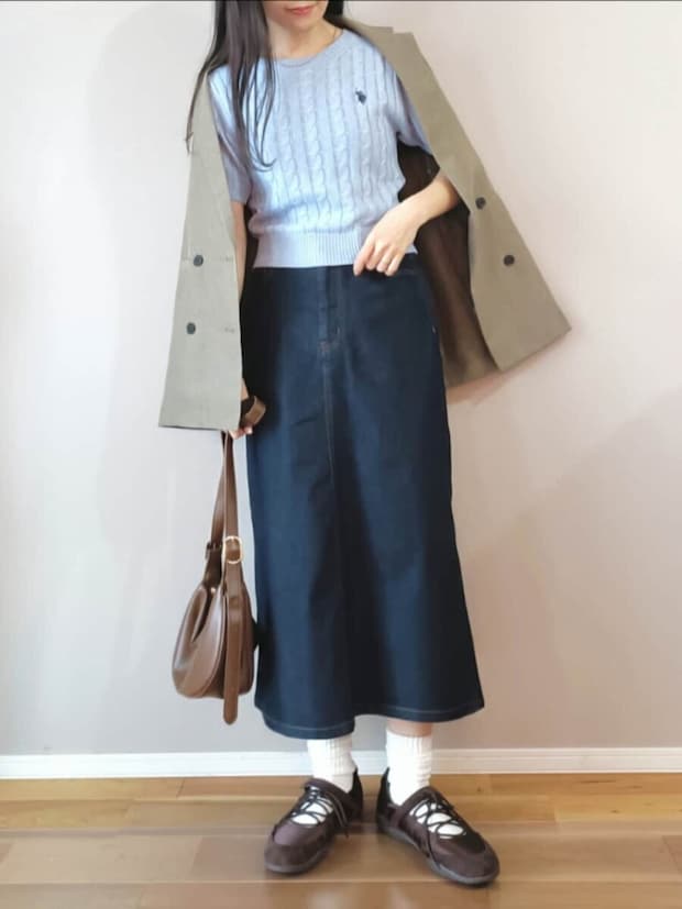 デニムスカート コーデ デニムスカートコーデ2
