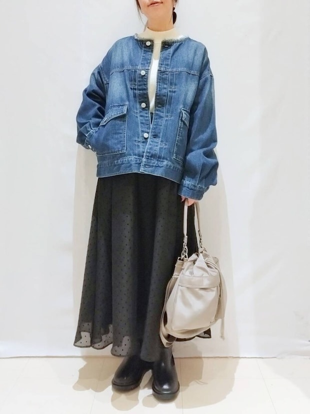 グローバルワークのGOODデニムノーカラージャケット