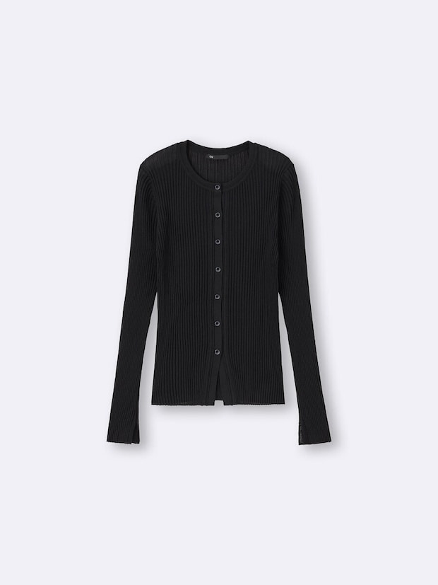 GUのシアーリブカーディガン