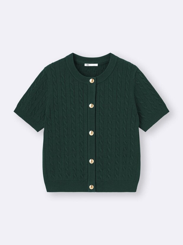 2026gu春値下げ女性おすすめケーブルメタルボタンカーディガン